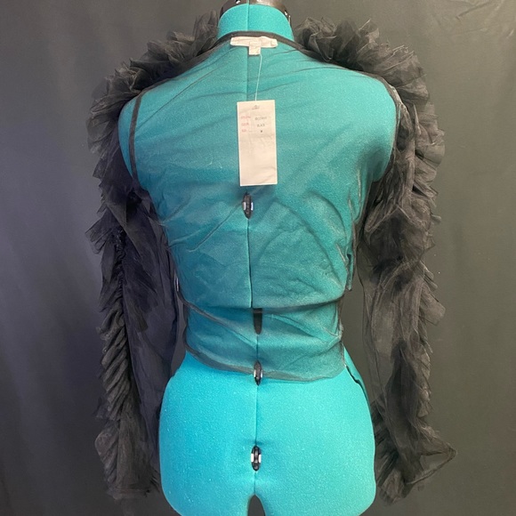 Black sheer ruffle tie top - Picture 4 of 6